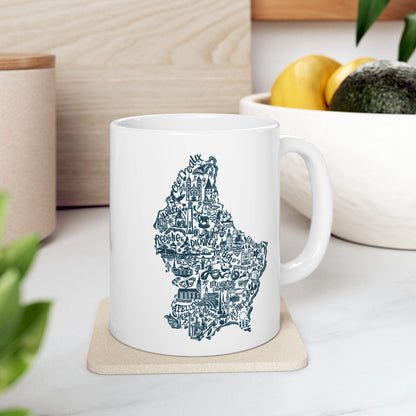 Luxembourg Map Illustration Mug | Ceramic Coffee Tea Cup