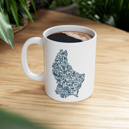 Luxembourg Map Illustration Mug | Ceramic Coffee Tea Cup