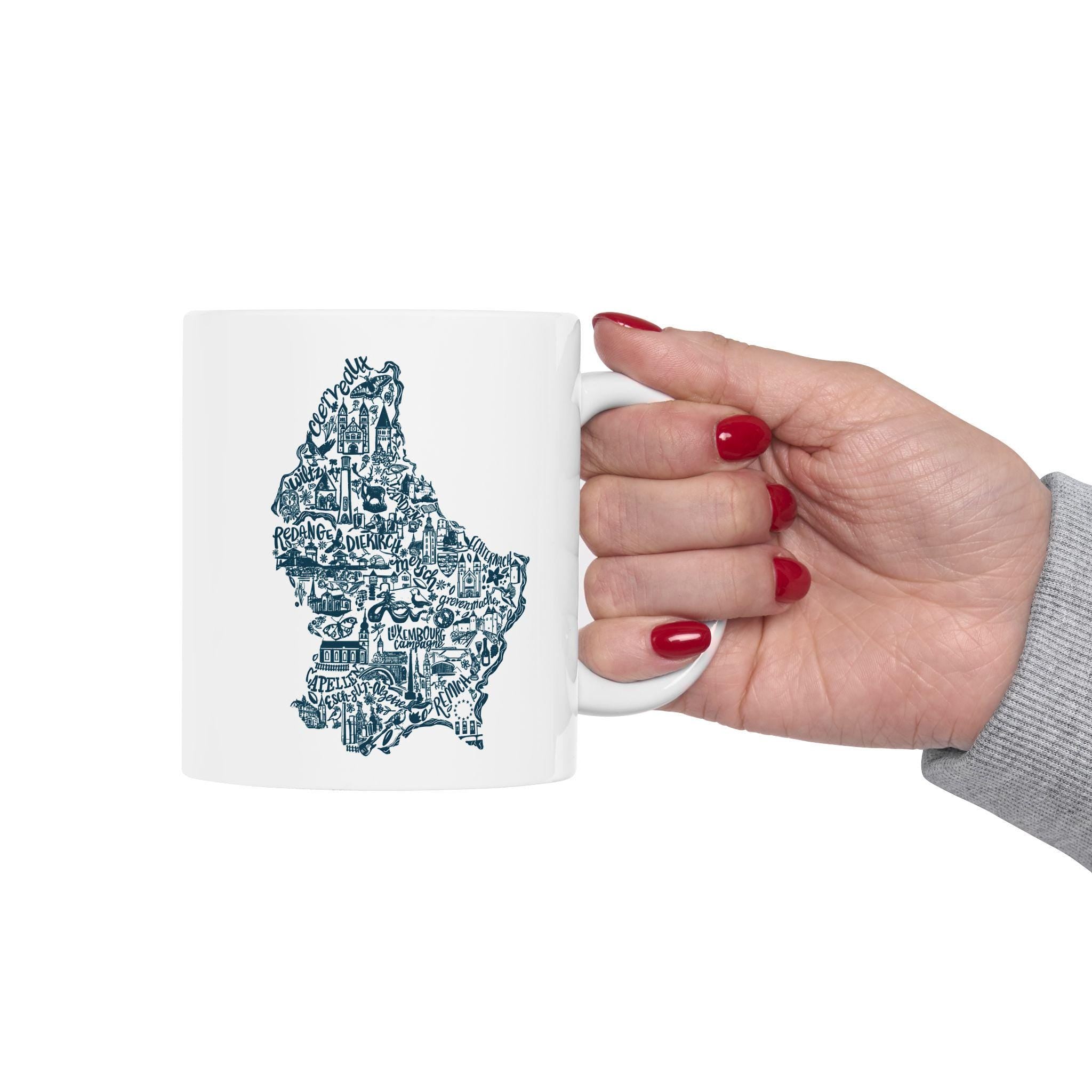 Luxembourg Map Illustration Mug | Ceramic Coffee Tea Cup