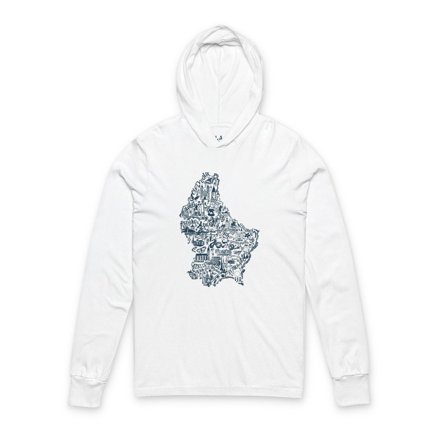 Minimal White Hoodie Tee | Hooded Long Sleeve Tee