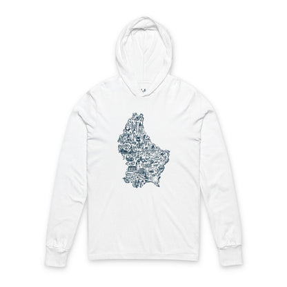 Minimal White Hoodie Tee | Hooded Long Sleeve Tee