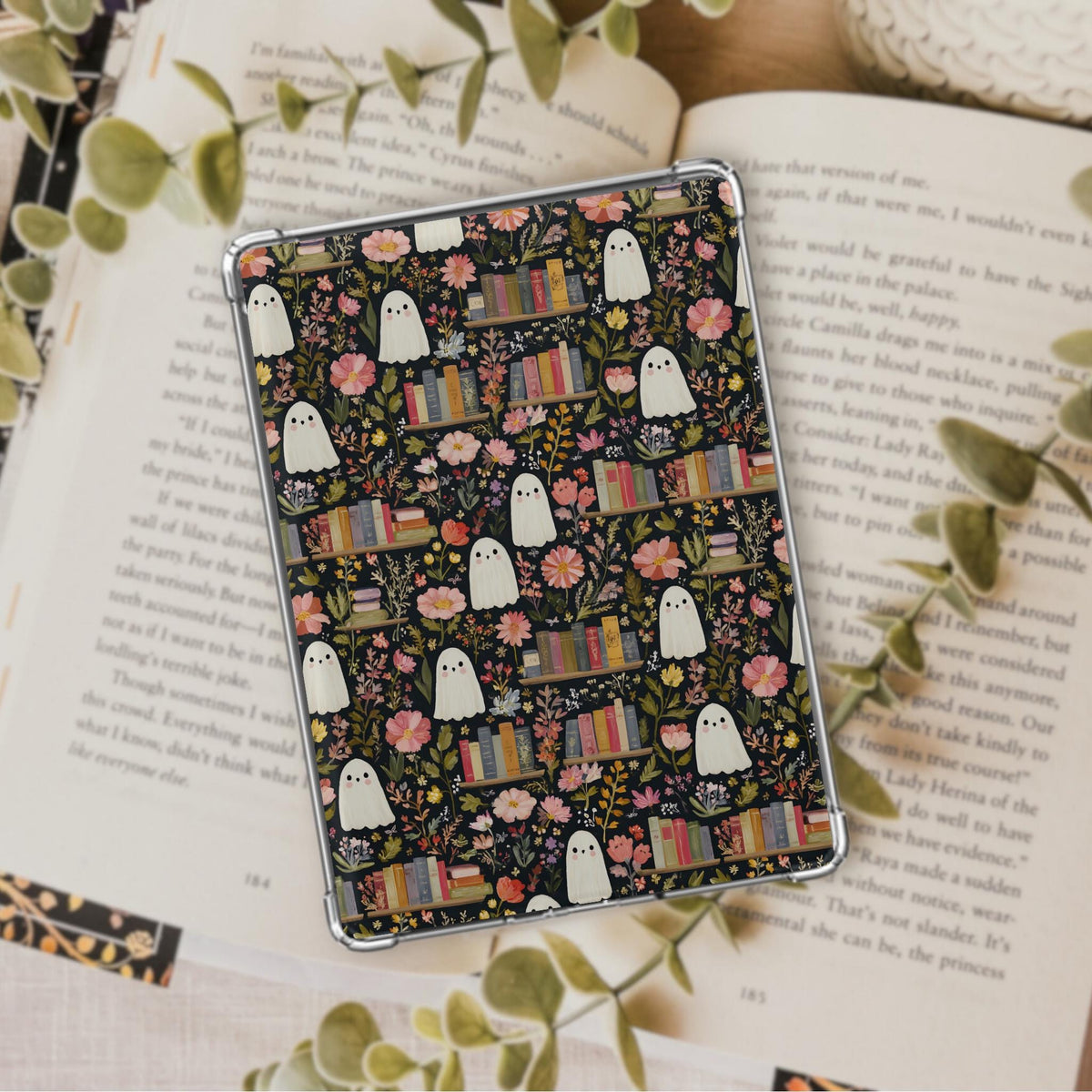 Ghost Bookshelves Kindle Insert |Meadowlark Nest | Fall Spooky Ghost Kobo Insert