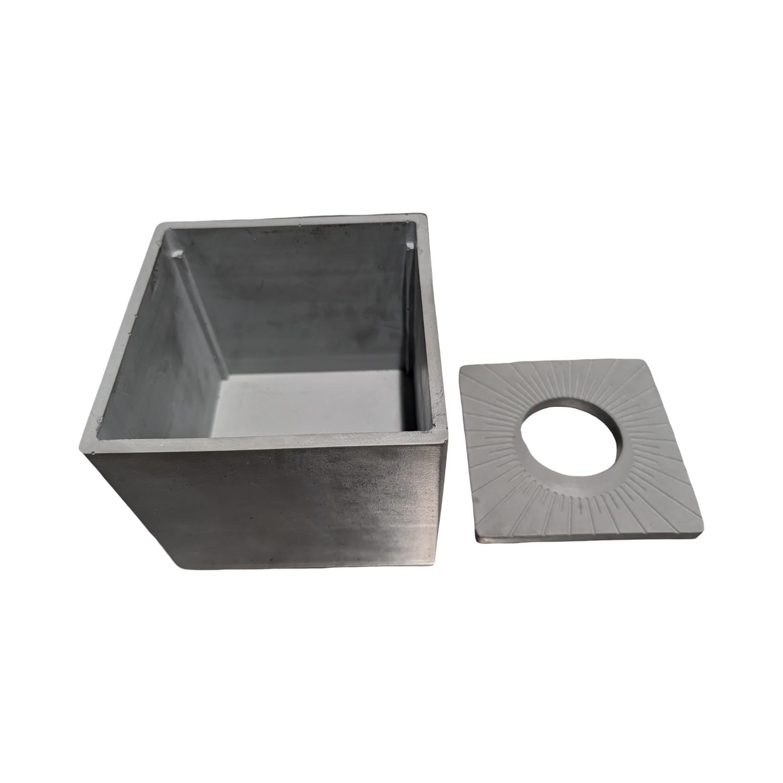 Modern Concrete Tissue Holder, Minimalist Square Sunburst Tissue Box with Lid, Industrial Bathroom Decor, Handcrafted Concrete Container