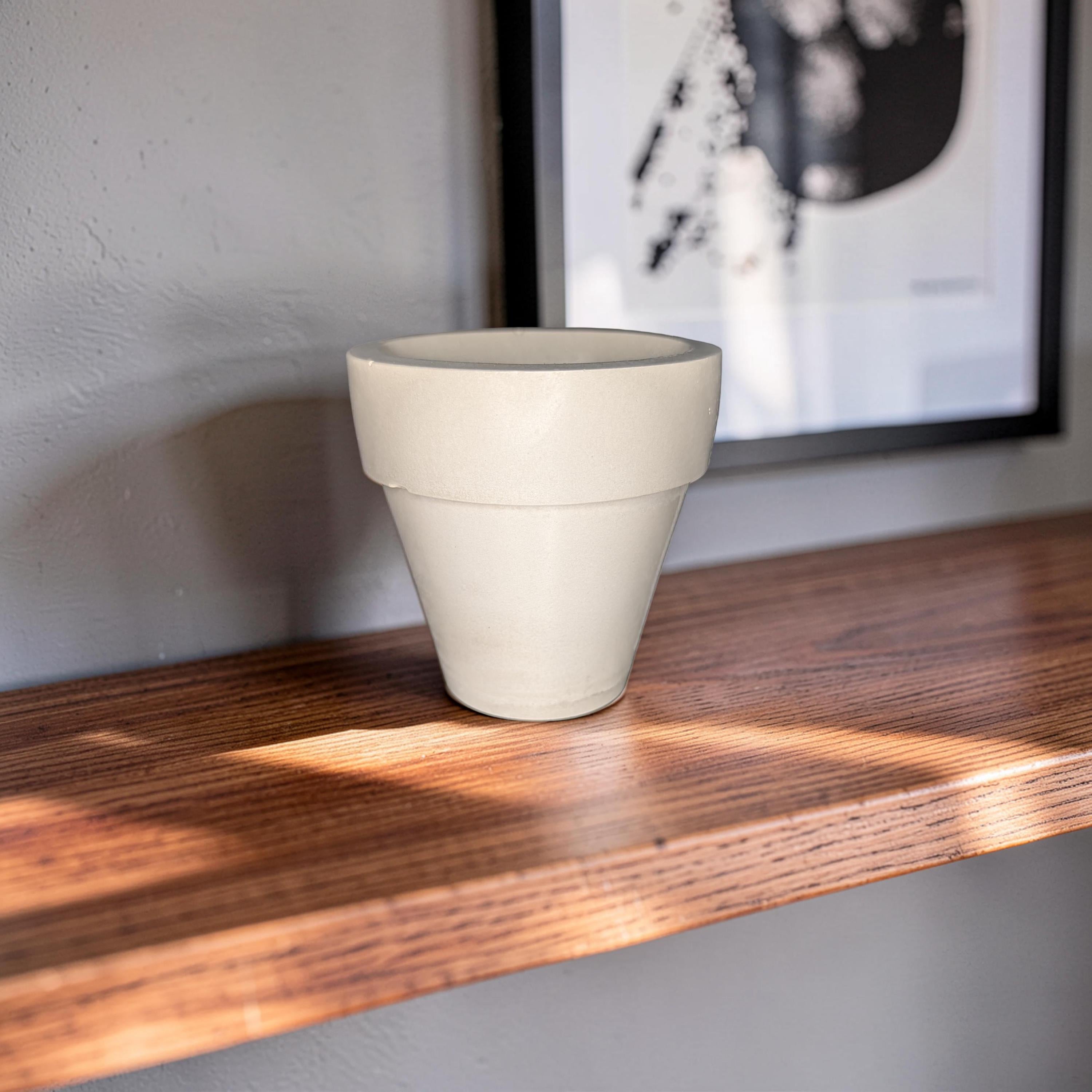 3.7&amp;quot; Concrete Succulent Planter, Small Modern Plant Pot with Drainage Option, Minimalist Indoor Flower Pot, 3.6&amp;quot; Tall Cement Pot