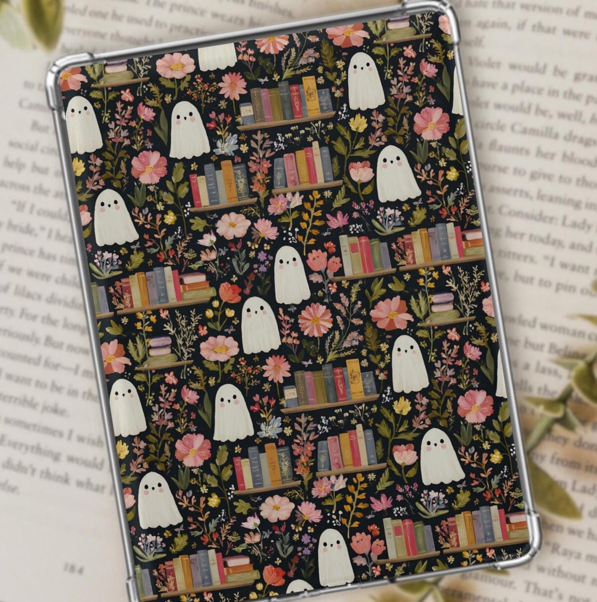 Ghost Bookshelves Kindle Insert |Meadowlark Nest | Fall Spooky Ghost Kobo Insert