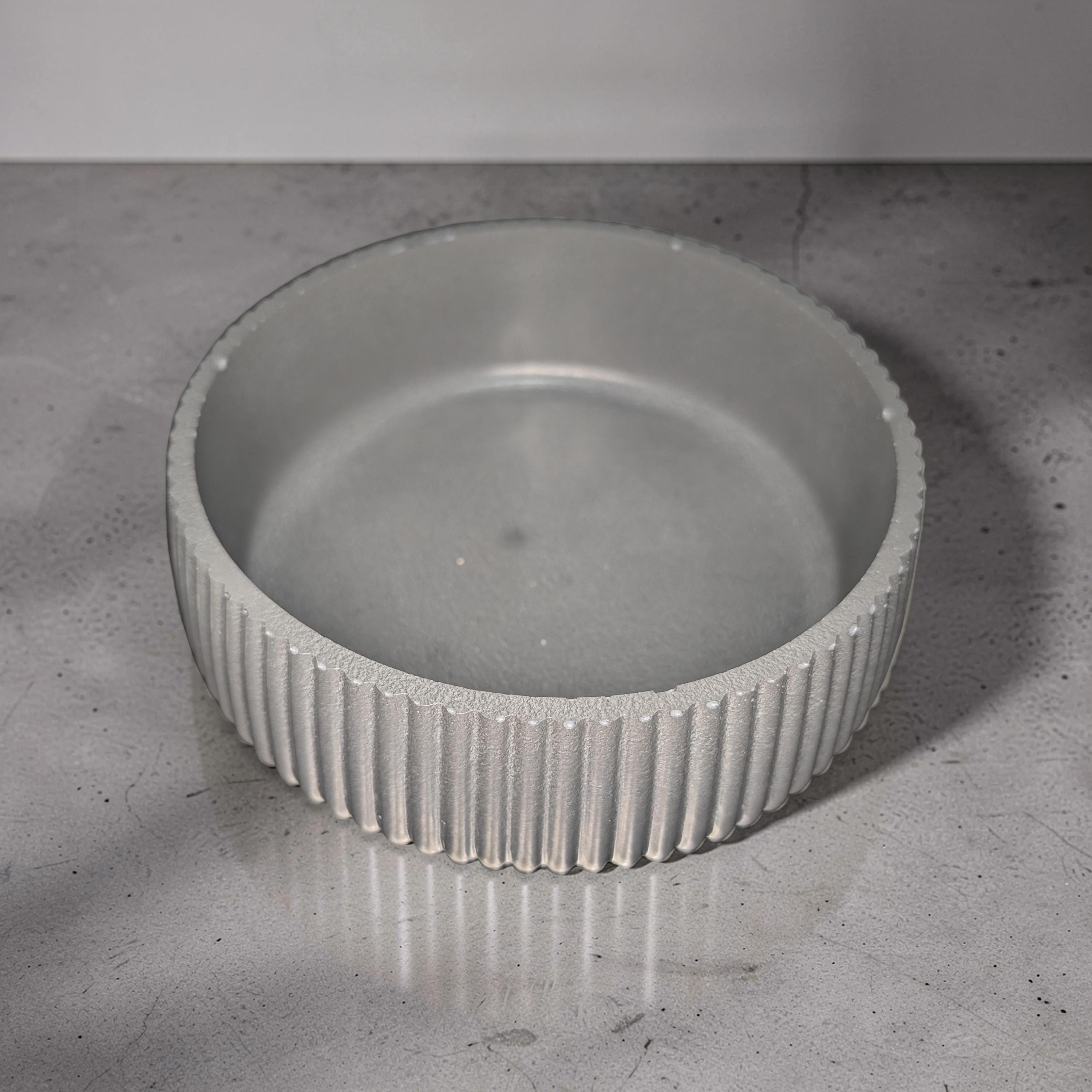 Fluted Concrete Bowl Planter, Modern Ribbed Succulent Pot, Minimalist Grey Catchall Dish, Trinket Key Holder, Nordic Tabletop Home Decor