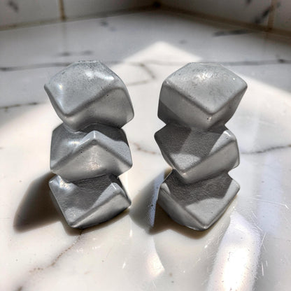 Geometric Concrete Vase, Modern Twisted Cube Bud Vase, Minimalist Brutalist Home Decor, Industrial Table Centerpiece, Single or Set of 2