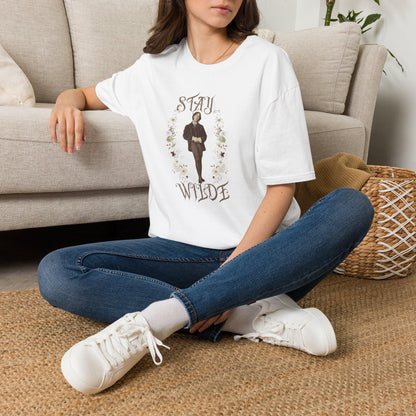 Stay Wilde T-Shirt, Oscar Wilde Tshirt, Literary Quote, Floral Accent, Shirts for English Teachers, Readers, Teachers, Back to School