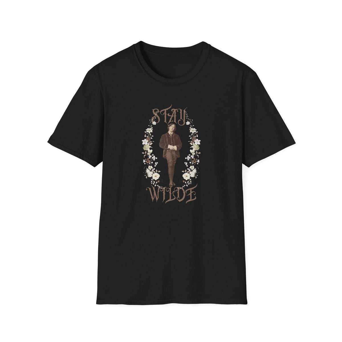 Stay Wilde T-Shirt, Oscar Wilde Tshirt, Literary Quote, Floral Accent, Shirts for English Teachers, Readers, Teachers, Back to School