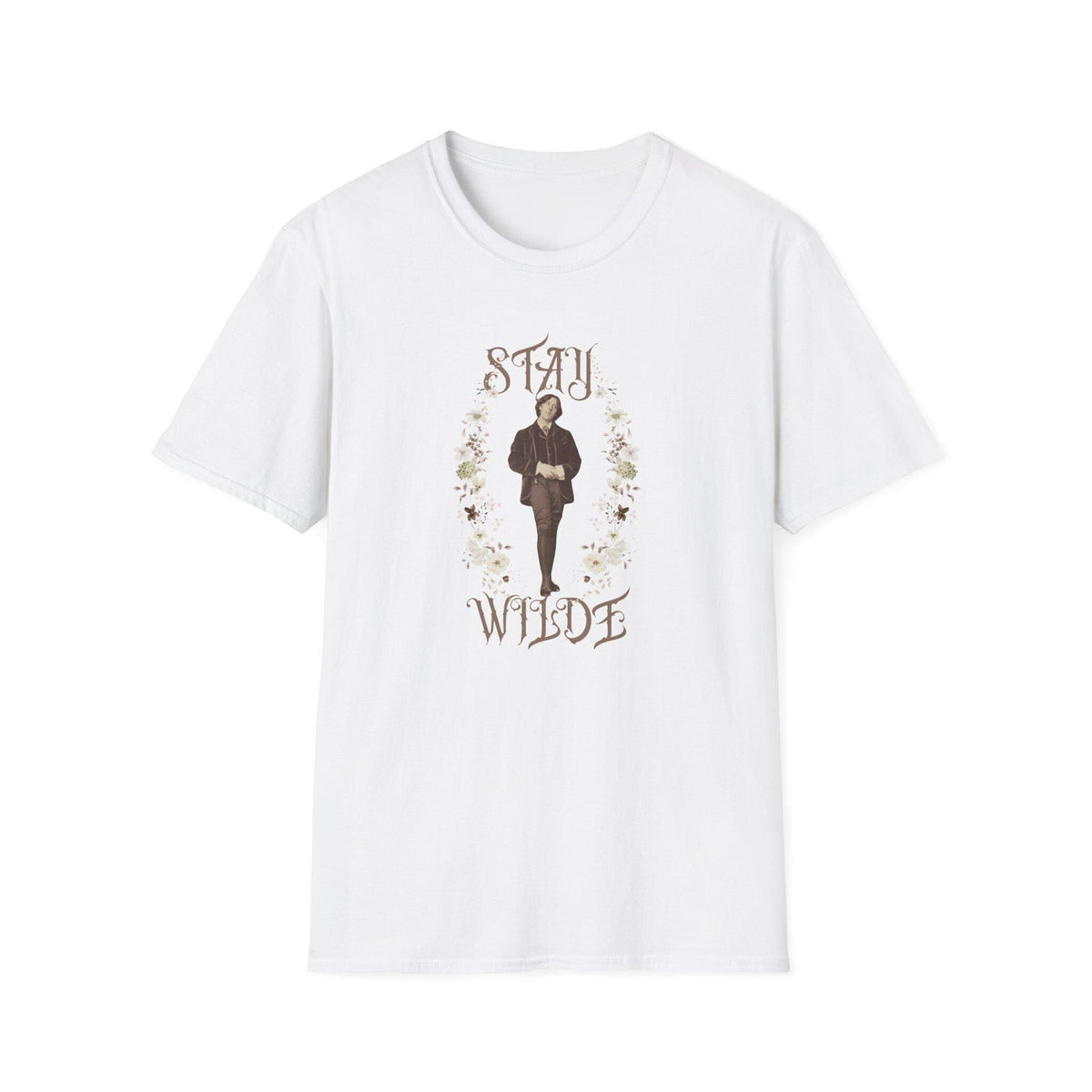 Stay Wilde T-Shirt, Oscar Wilde Tshirt, Literary Quote, Floral Accent, Shirts for English Teachers, Readers, Teachers, Back to School