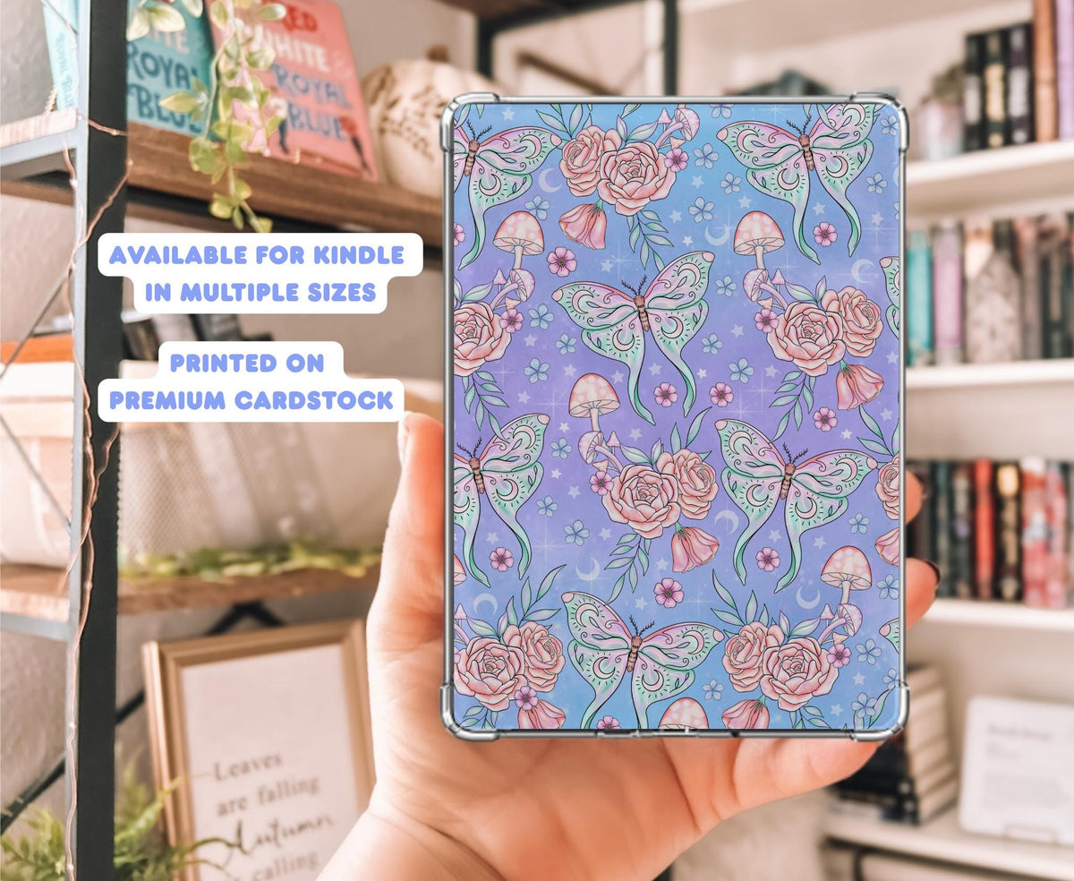 Pastel Fall Mystical Moths Kindle Insert | Bright Halloween Witchy Kobo Insert | Meadowlark Nest | Fall Spooky Kobo Kindle Insert