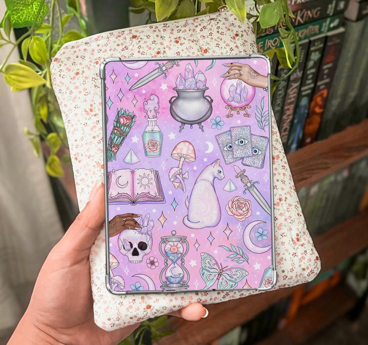 Pastel Fall Mystical Moths Kindle Insert | Bright Halloween Witchy Kobo Insert | Meadowlark Nest | Fall Spooky Kobo Kindle Insert