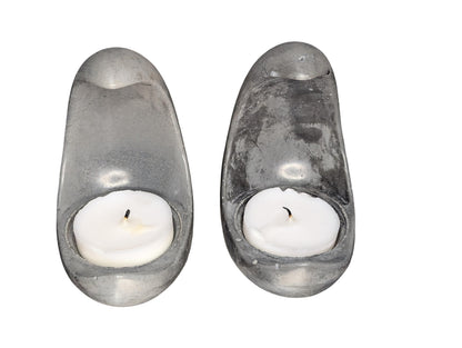 Concrete Crescent Moon Tea Light Holder Set of 2 - Minimalist Modern Candle Holder, Celestial Home Decor, Marble or Natural Gray Accent
