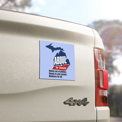 Abdul for Senate Car Magnet, Bumper Stickers | Michigan Map Democratic Progressive Political Campaign magnet
