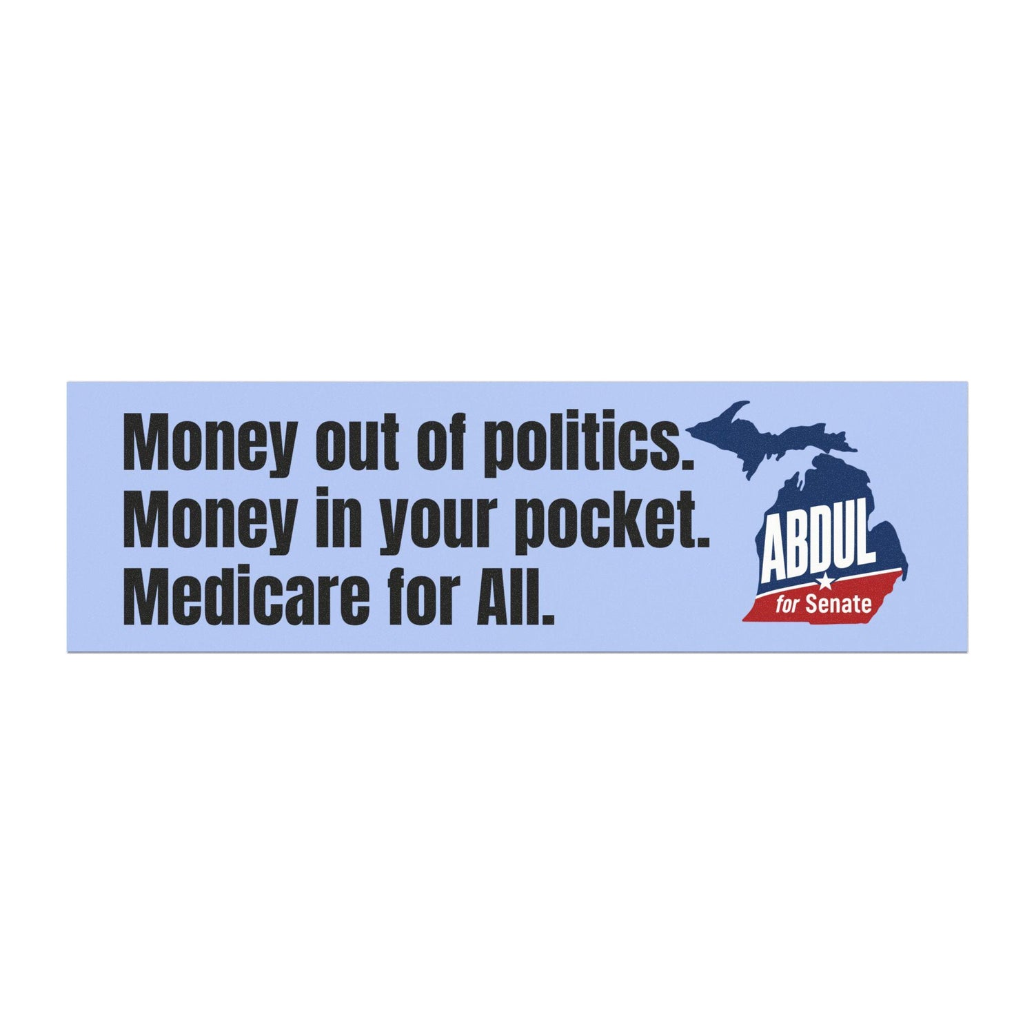 Abdul for Senate Car Magnet, Bumper Stickers | Michigan Map Democratic Progressive Political Campaign magnet