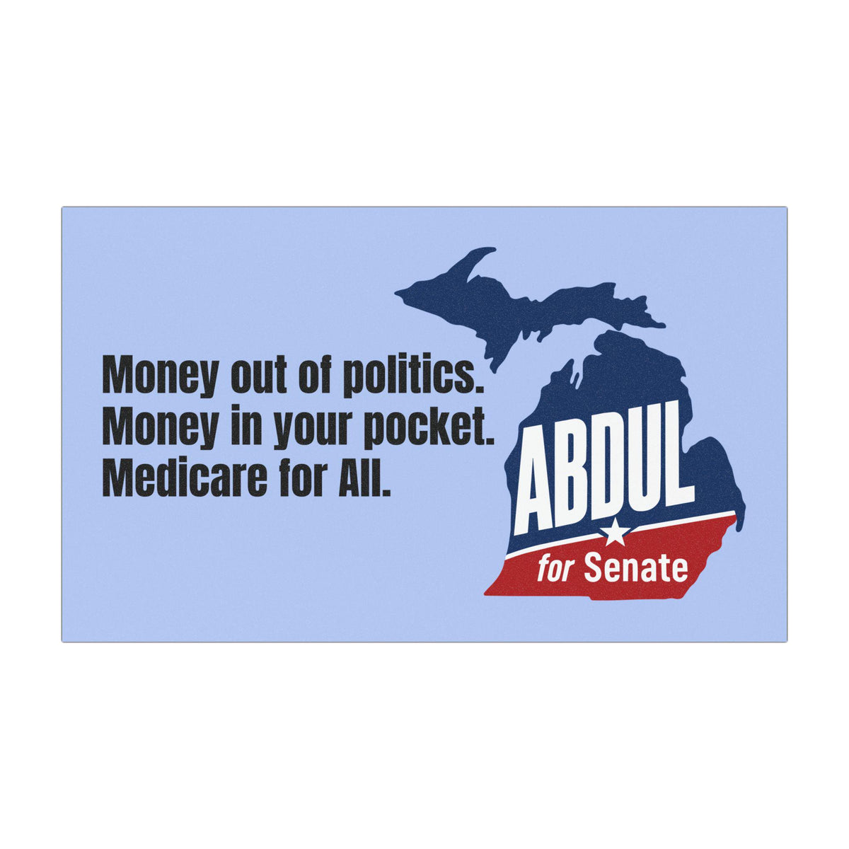 Abdul for Senate Car Magnet, Bumper Stickers | Michigan Map Democratic Progressive Political Campaign magnet