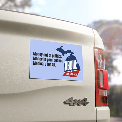 Abdul for Senate Car Magnet, Bumper Stickers | Michigan Map Democratic Progressive Political Campaign magnet