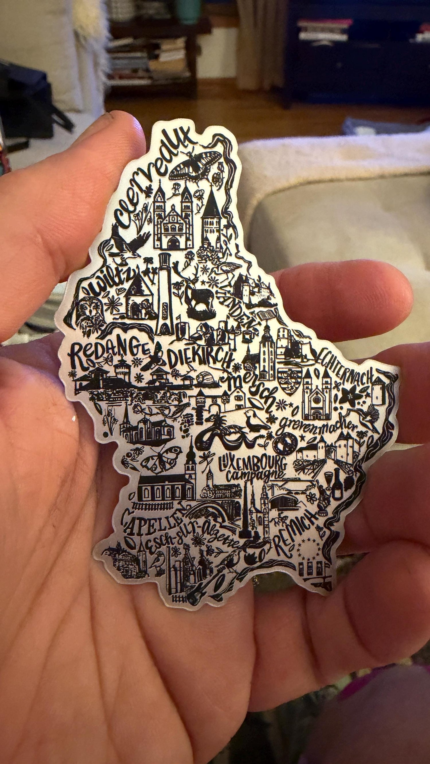 Luxembourg illustrated Landmarks Holographic Sticker