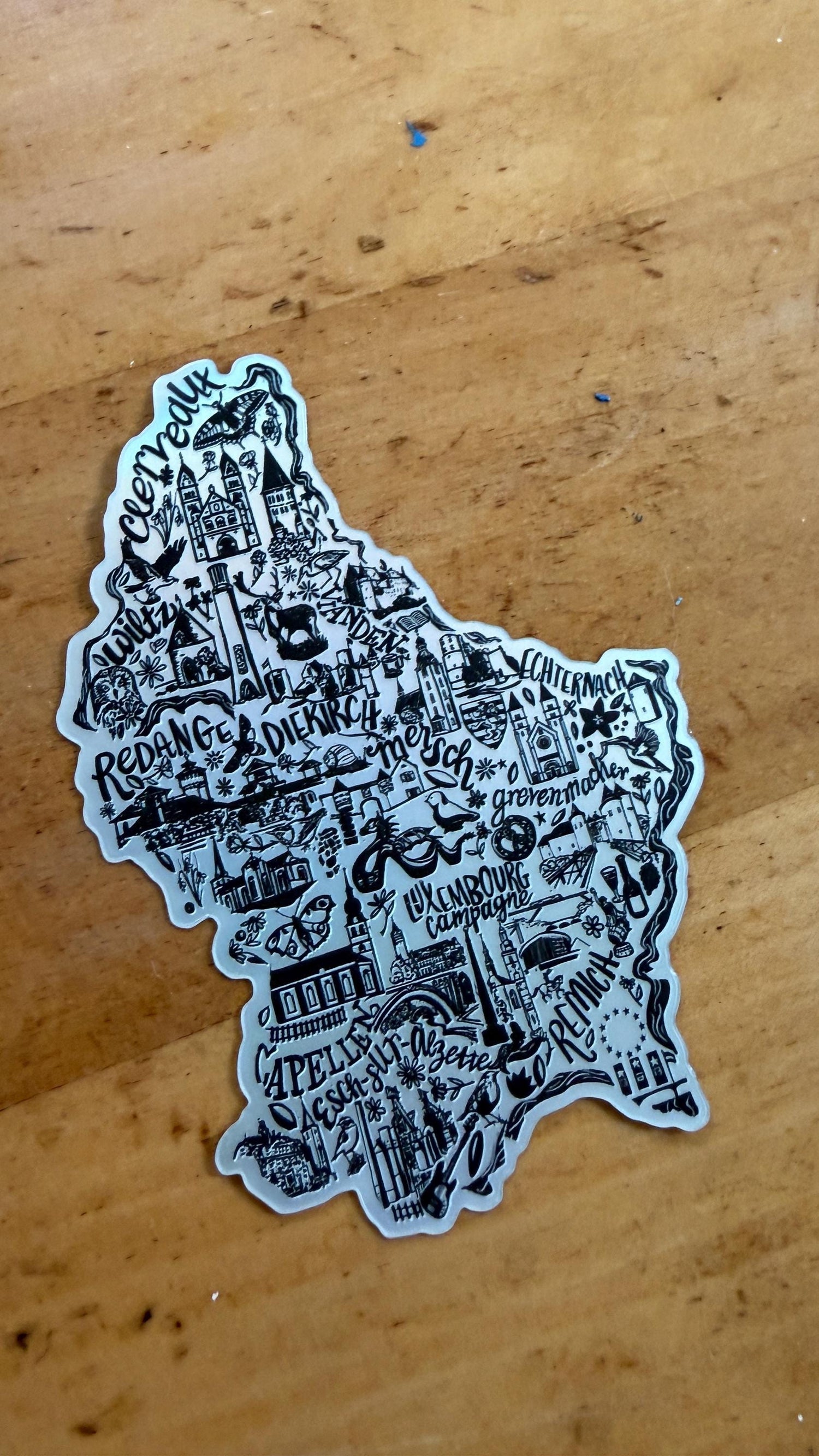 Luxembourg illustrated Landmarks Holographic Sticker