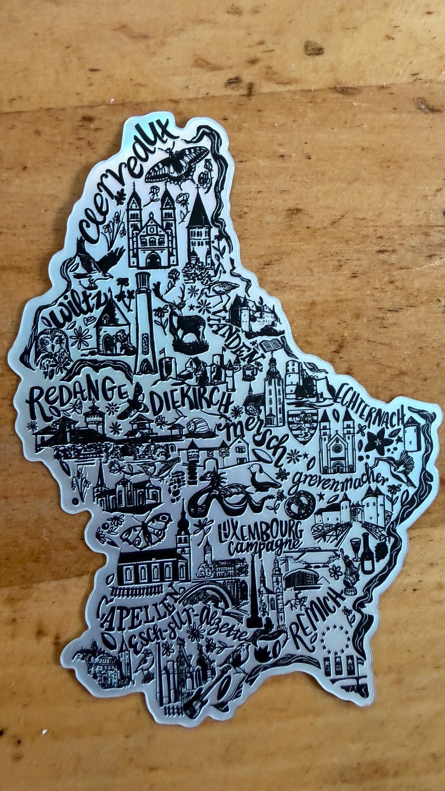 Luxembourg illustrated Landmarks Holographic Sticker