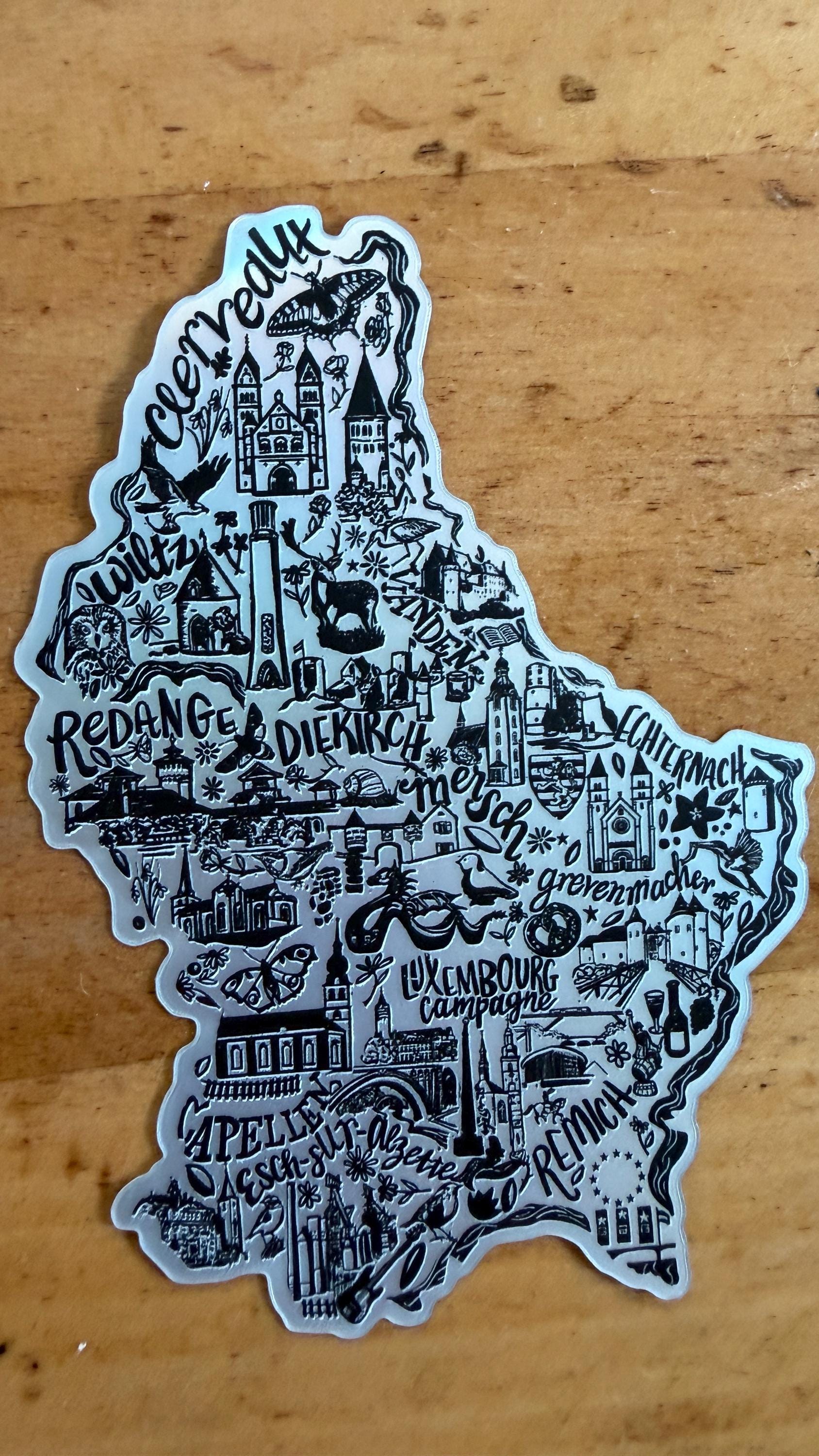 Luxembourg illustrated Landmarks Holographic Sticker