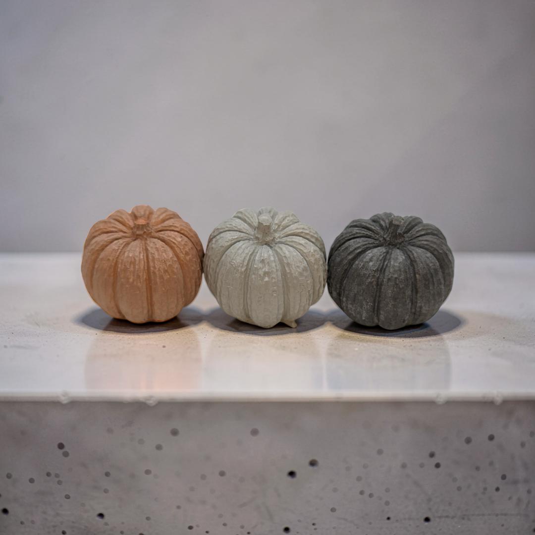 Mini Concrete Pumpkin - Small Autumn Figurine Decor, Hand Poured Modern Fall Table Accent, Tiered Tray Halloween Decor, Single or Mix Match