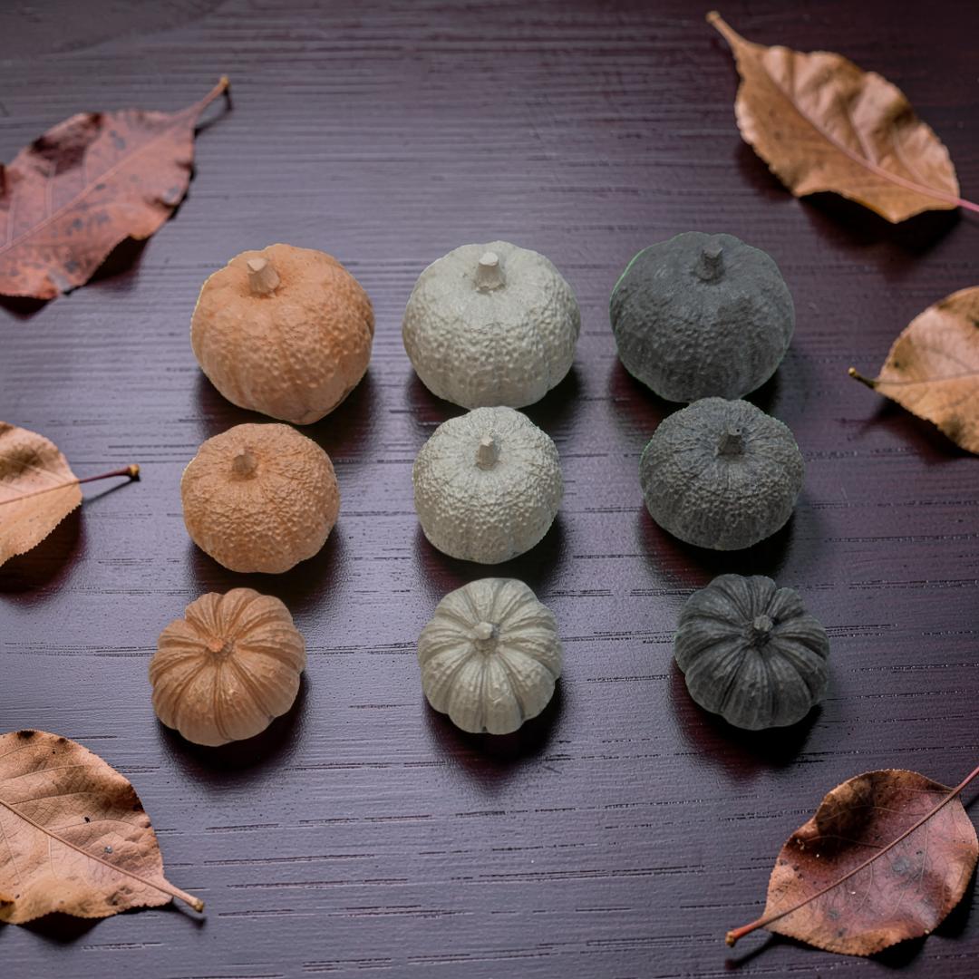 Mini Concrete Pumpkin - Small Autumn Figurine Decor, Hand Poured Modern Fall Table Accent, Tiered Tray Halloween Decor, Single or Mix Match