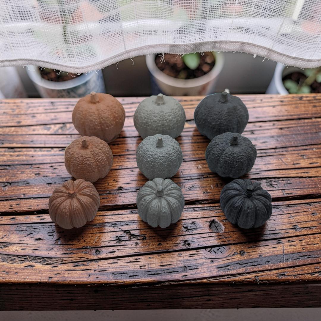 Mini Concrete Pumpkin - Small Autumn Figurine Decor, Hand Poured Modern Fall Table Accent, Tiered Tray Halloween Decor, Single or Mix Match