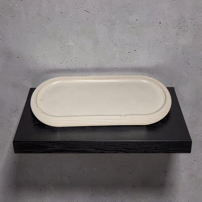 Large Concrete Vanity Tray, Oval Ribbed Catchall Dish, Minimalist Bathroom Counter Organizer, Modern Candle|Perfume Tray, Entryway Key Dish