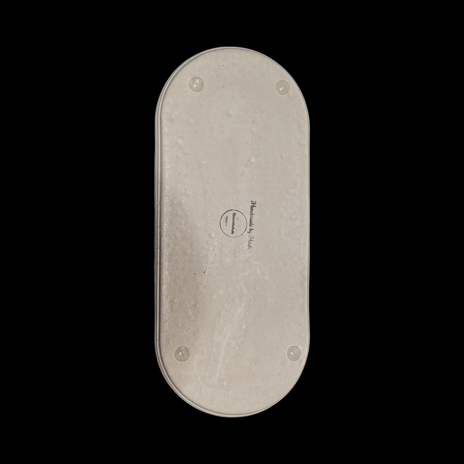 Large Concrete Vanity Tray, Oval Ribbed Catchall Dish, Minimalist Bathroom Counter Organizer, Modern Candle|Perfume Tray, Entryway Key Dish
