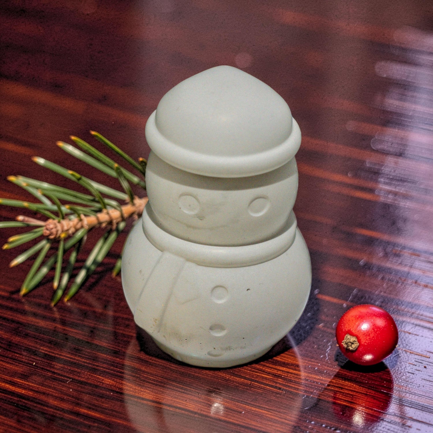 Concrete Snowman Jar with Lid, Christmas Storage Container, Winter Holiday Decor, Minimalist Trinket Box, Small Desk Organizer, Holiday Gift