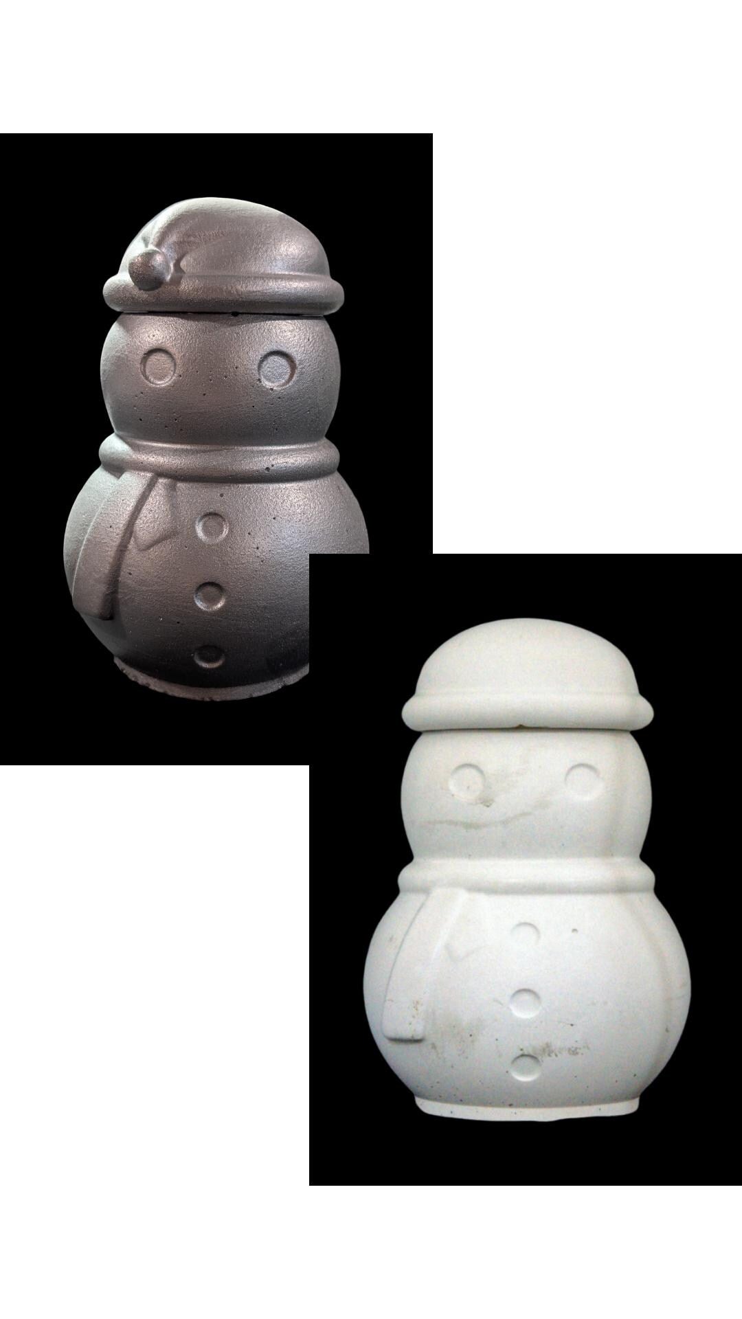 Concrete Snowman Jar with Lid, Christmas Storage Container, Winter Holiday Decor, Minimalist Trinket Box, Small Desk Organizer, Holiday Gift
