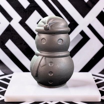 Concrete Snowman Jar with Lid, Christmas Storage Container, Winter Holiday Decor, Minimalist Trinket Box, Small Desk Organizer, Holiday Gift