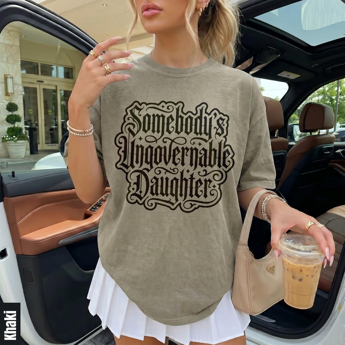 Khaki t-shirt with &amp;quot;Somebody&amp;