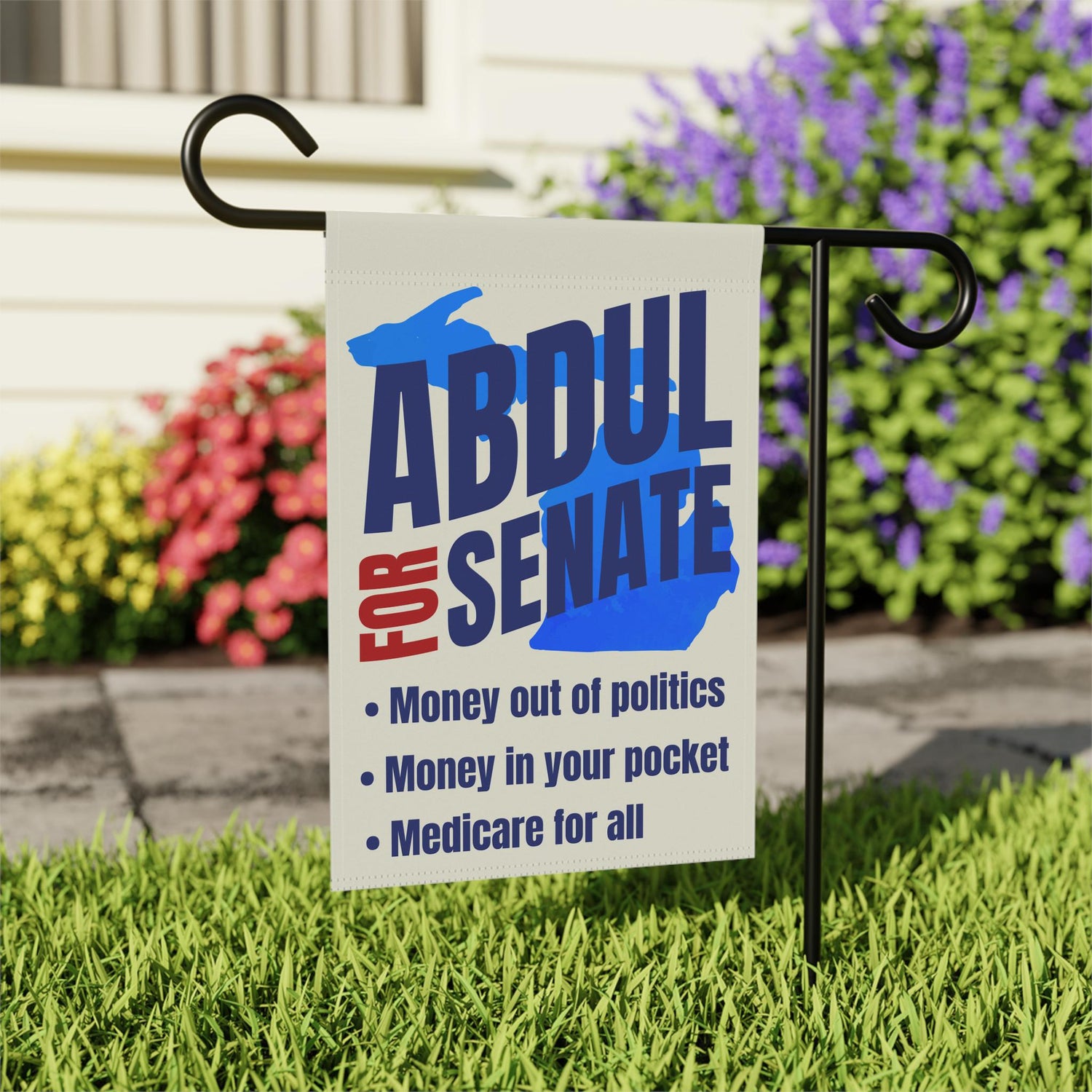 Abdul El-Sayed for Senate Michigan Garden Flag | Progressive Political House Banner Midterm Election 26