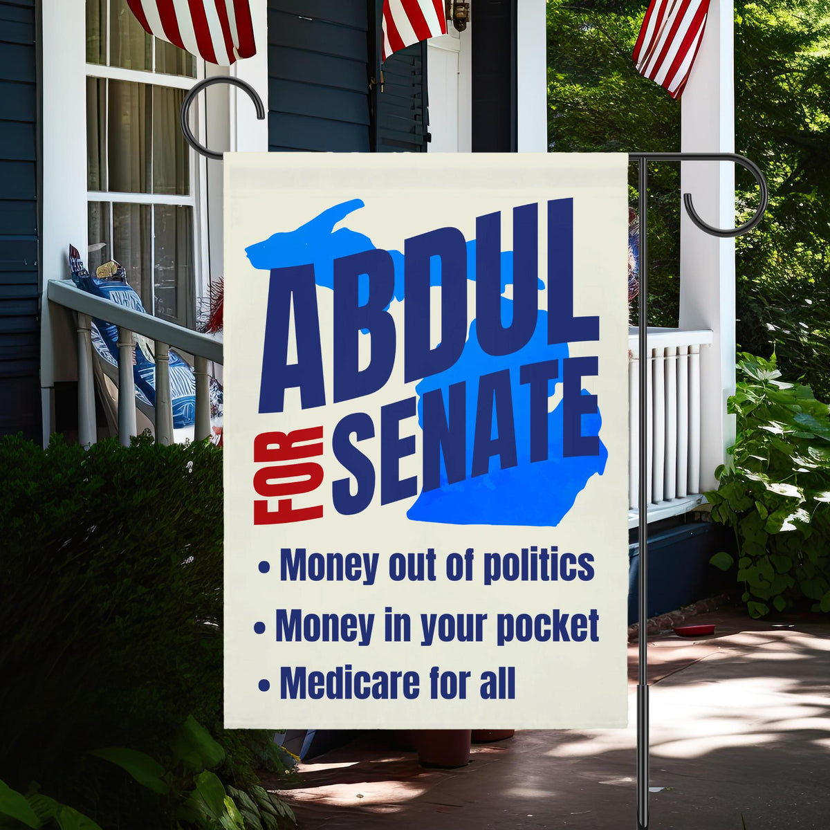 Abdul El-Sayed for Senate Michigan Garden Flag | Progressive Political House Banner Midterm Election 26