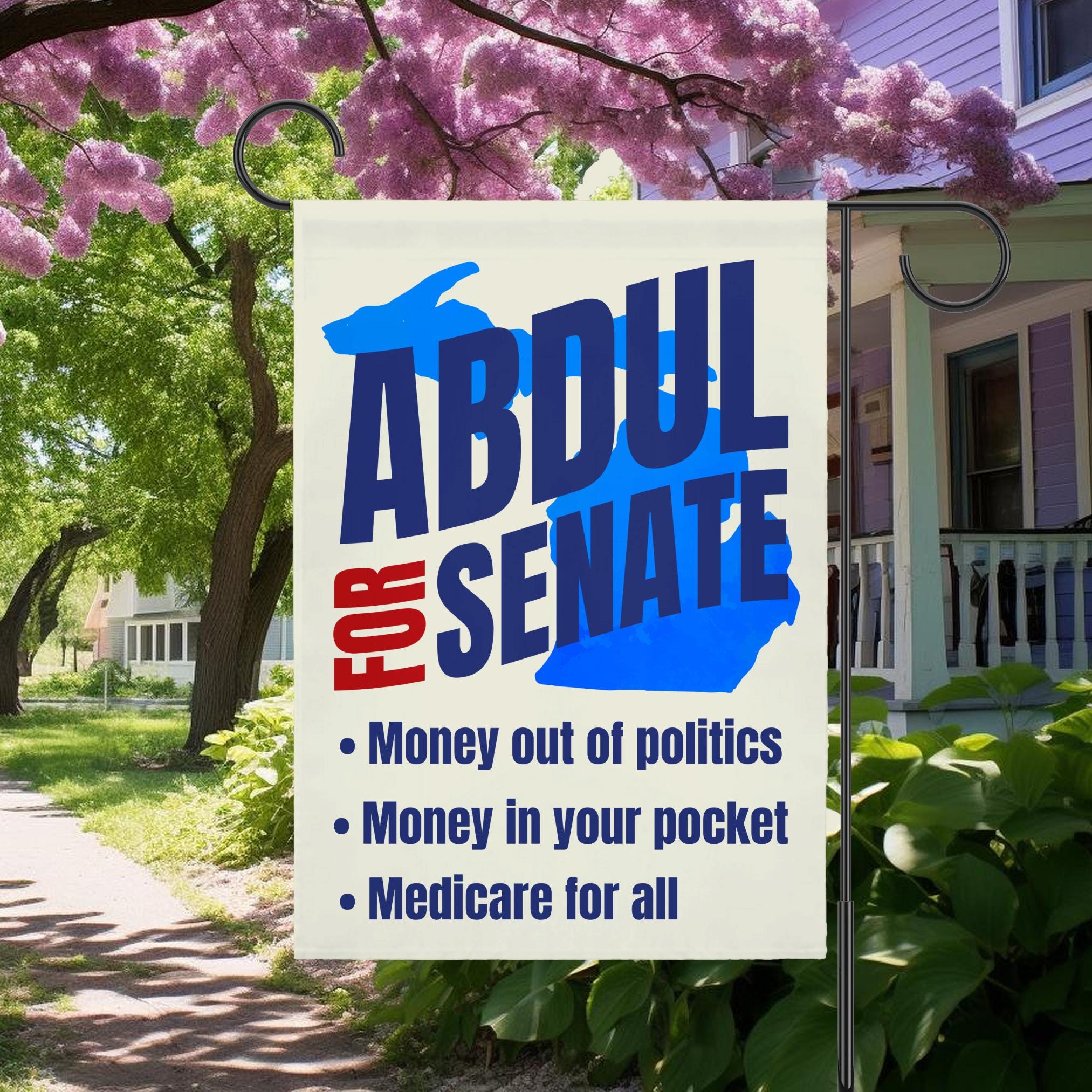 Abdul El-Sayed for Senate Michigan Garden Flag | Progressive Political House Banner Midterm Election 26