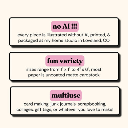 Mystery Mini Scrap Paper Pack, Scrapbook Junk Journal Craft Bundle