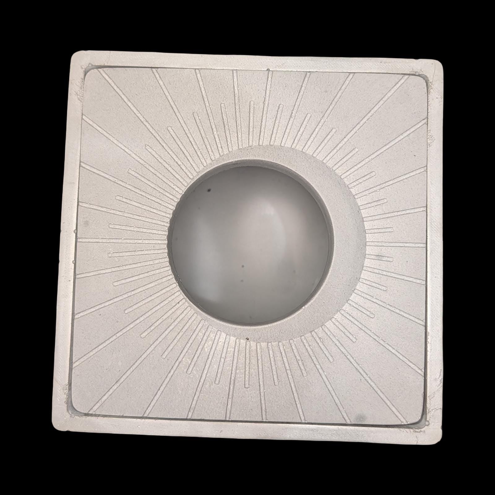 Modern Concrete Tissue Holder, Minimalist Square Sunburst Tissue Box with Lid, Industrial Bathroom Decor, Handcrafted Concrete Container