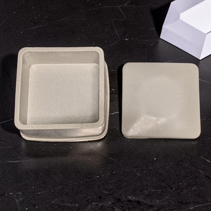 Concrete Jewelry Box with Lid, 3.15&amp;quot; Minimalist Trinket Box, Modern Square Cement Catchall, Ring Dish &amp; Keepsake Container, Desk Organizer