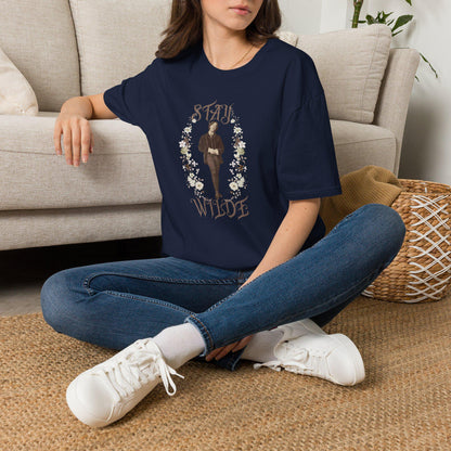 Stay Wilde T-Shirt, Oscar Wilde Tshirt, Literary Quote, Floral Accent, Shirts for English Teachers, Readers, Teachers, Back to School