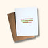 White greeting card with rounded corners on top of brown kraft envelope. Card says "congrats on your done with men&
