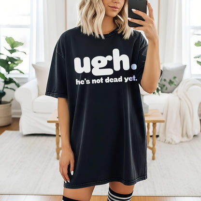 Black t-shirt with &amp;quot;ugh. he&amp;