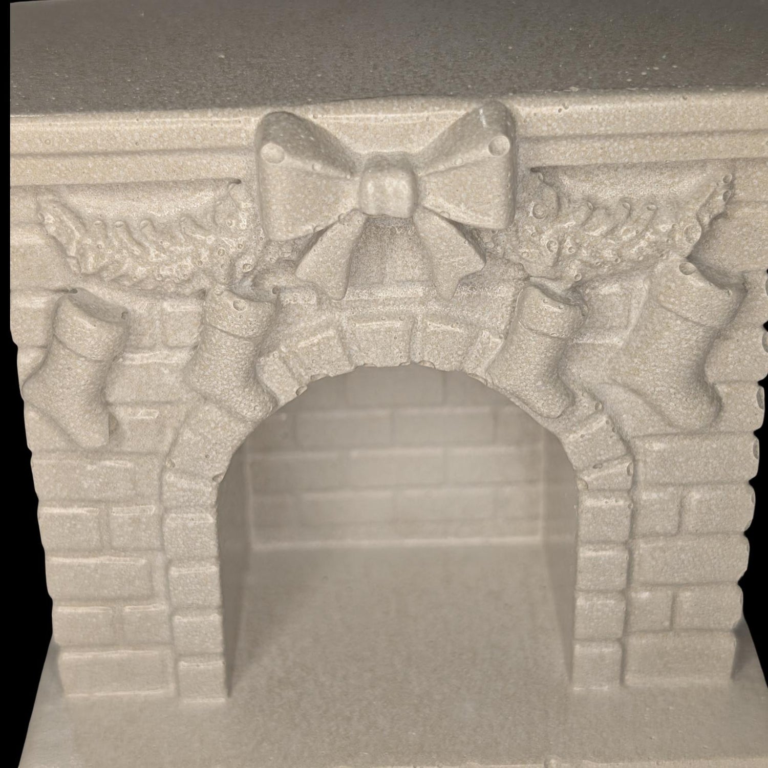 Mini Concrete Christmas Fireplace Candle Holder | Cute Holiday Mantle Decor, Tealight Burner &amp; Tiered Tray Accent | Cozy Winter Home Decor