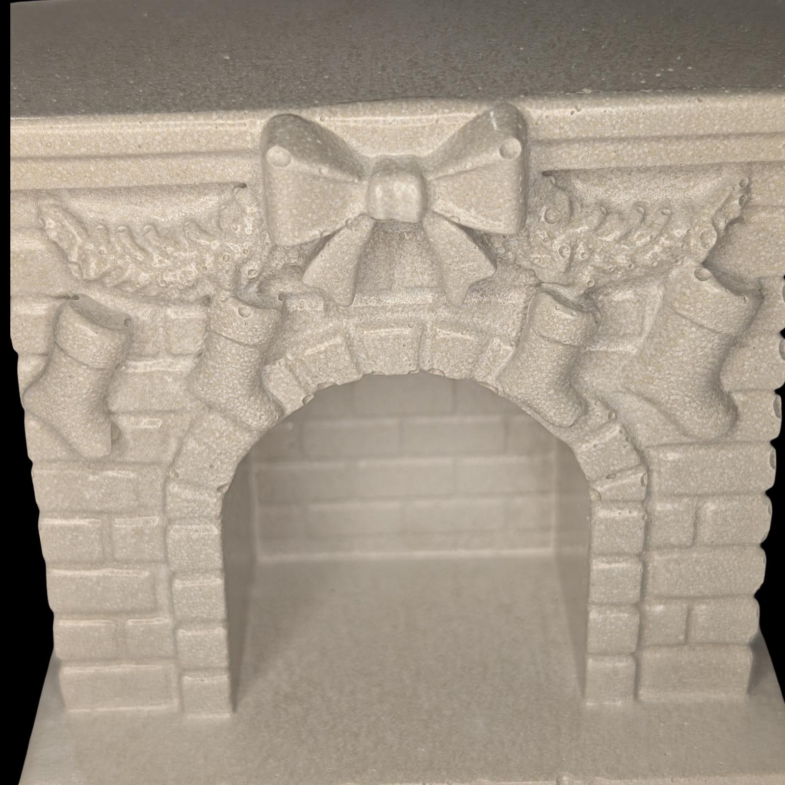 Mini Concrete Christmas Fireplace Candle Holder | Cute Holiday Mantle Decor, Tealight Burner &amp; Tiered Tray Accent | Cozy Winter Home Decor