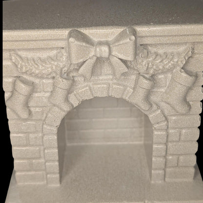 Mini Concrete Christmas Fireplace Candle Holder | Cute Holiday Mantle Decor, Tealight Burner &amp; Tiered Tray Accent | Cozy Winter Home Decor