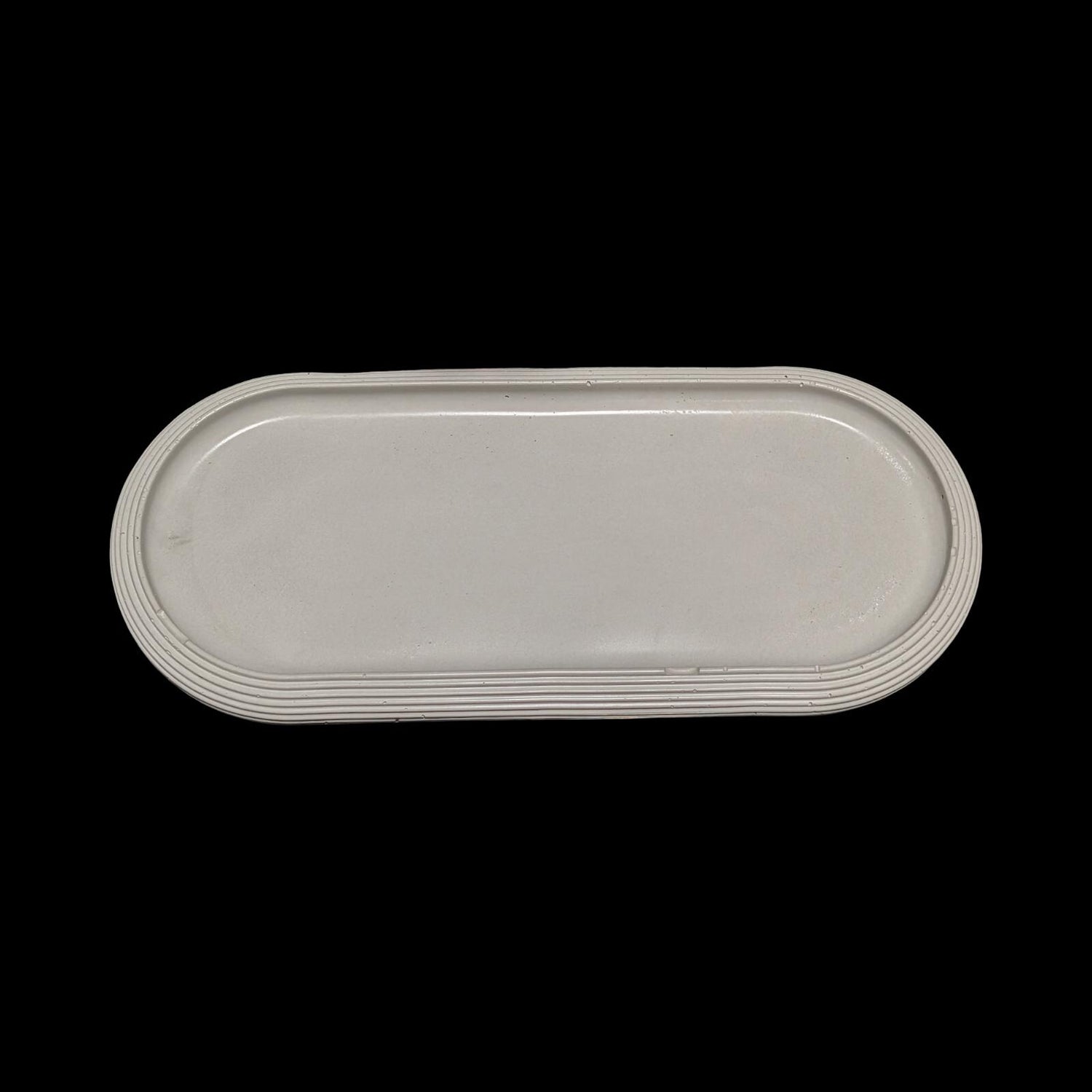 Large Concrete Vanity Tray, Oval Ribbed Catchall Dish, Minimalist Bathroom Counter Organizer, Modern Candle|Perfume Tray, Entryway Key Dish