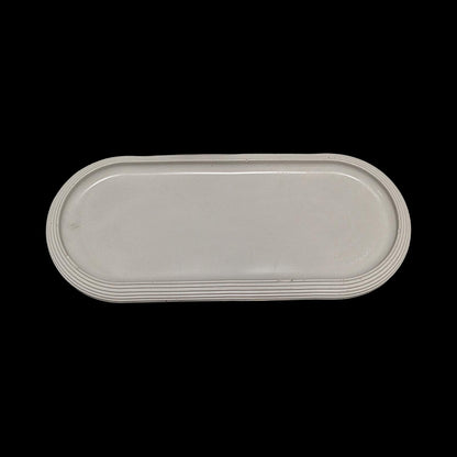 Large Concrete Vanity Tray, Oval Ribbed Catchall Dish, Minimalist Bathroom Counter Organizer, Modern Candle|Perfume Tray, Entryway Key Dish