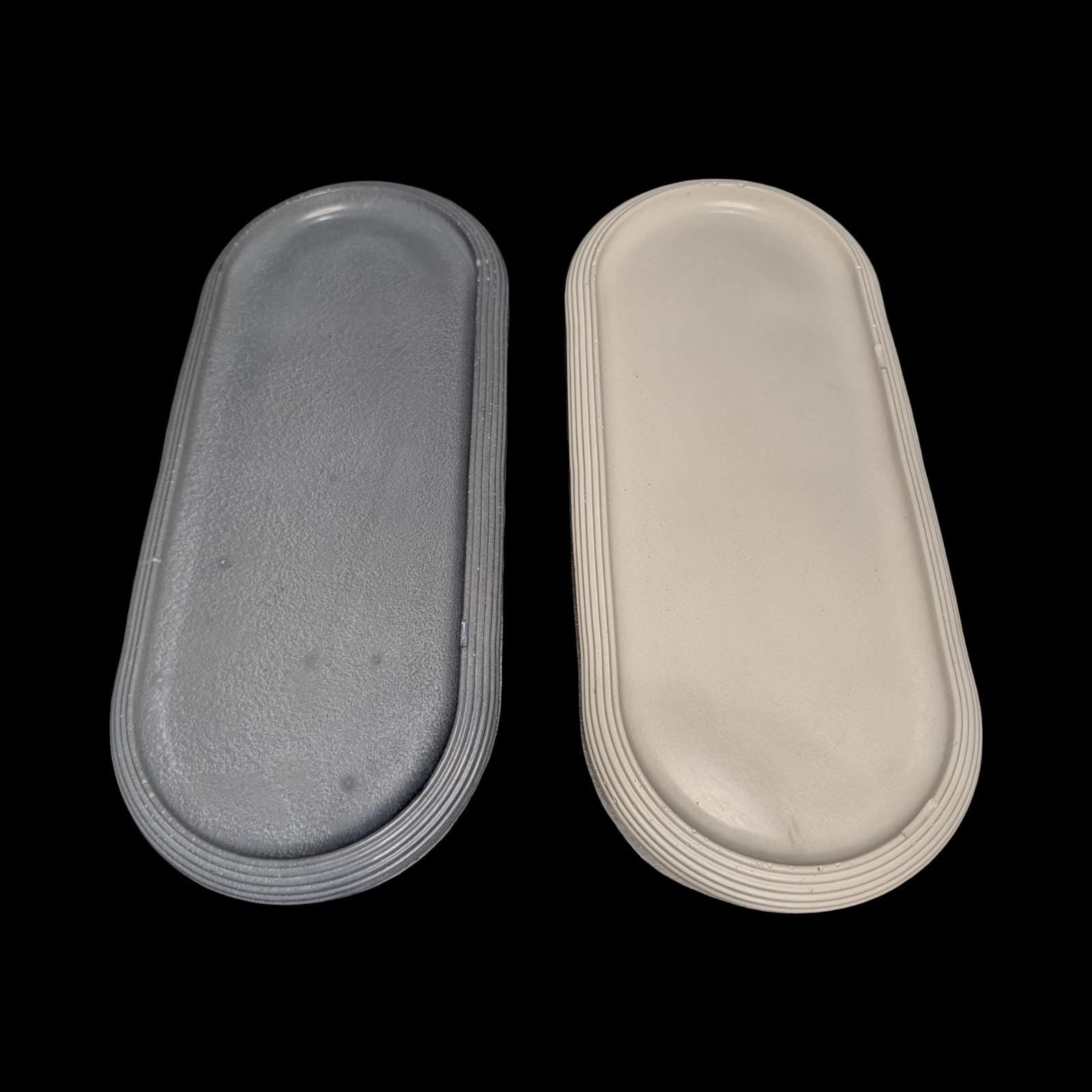 Large Concrete Vanity Tray, Oval Ribbed Catchall Dish, Minimalist Bathroom Counter Organizer, Modern Candle|Perfume Tray, Entryway Key Dish