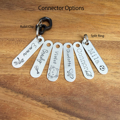 Custom Zipper Pull // Name Tag Zipper Charm